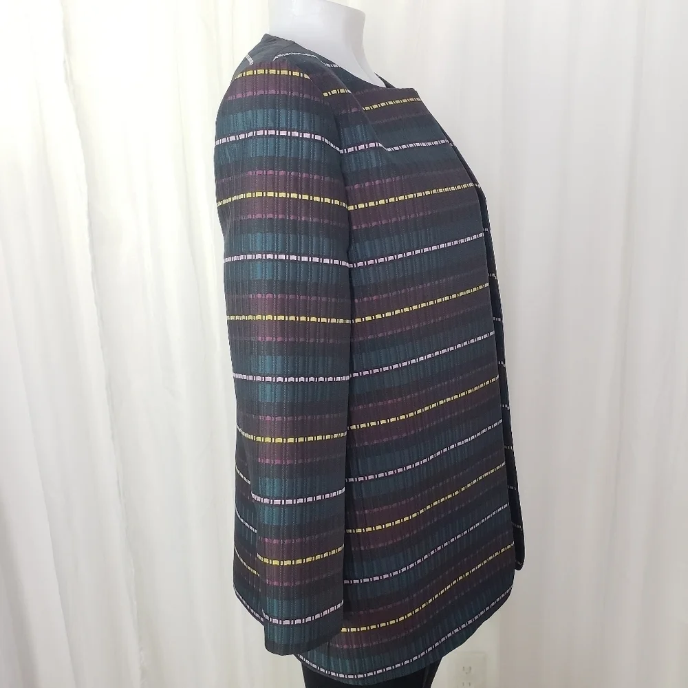 Ann Taylor Factory open front jacket blazer multicolor stripe size medium